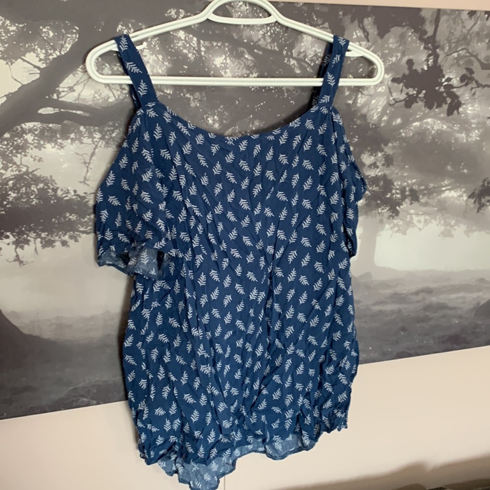 Denver Hayes cold shoulder blue blouse L - Picture 4 of 5